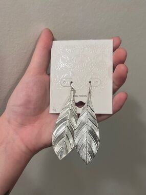 Silver Leaf Drop Earrings -never worn!